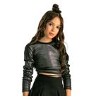 Blusa Cropped Manga Longa Juvenil Brilho Fashion 2024 Pinkx P241350