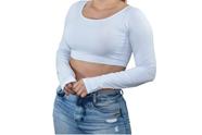 Blusa Cropped Manga Longa Liso Gringa Fitness Academia Blusa Cropped Manga Longa Liso Gringa Fitness Academia