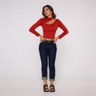 Blusa Cropped manga longa vazado lateral