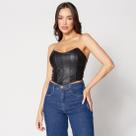 Blusa Cropped material sintético Preto