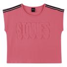 Blusa Cropped Menina Amora em Algodão estampa embossing - Pink Neon
