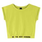 Blusa Cropped Menina Amora em Algodão - Verde Citrico