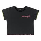 Blusa Cropped Menina Amora em Ribana - Preto