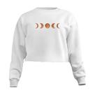 Blusa Cropped Moletom Fases Da Lua Feminino Personalizado com Cintura Descosturada