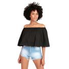 Blusa Cropped Ombro a Ombro Ciganinha de Viscose - Cor Preta - Tamanho G