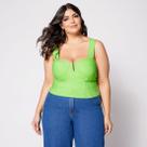 Blusa Cropped Plus com Aro em V e Bojo Pistache