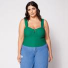 Blusa Cropped Plus com Aro em V e Bojo Verde