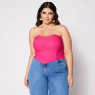 Blusa Cropped Plus Morcego Corset com Bojo