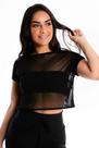 Blusa Cropped Preta Transparente Com Cropped Preto sem alça