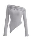 Blusa Cropped PRETTYGARDEN Y2K Ombro a Ombro Manga Longa S