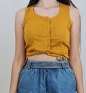 Blusa Cropped Primavera Pretty Girl Mostarda Feminino 100% Poliester Blufera Jeans 21504-10