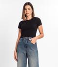 Blusa Cropped Ribana Básica Rovitex Branco Blusa Cropped Ribana Básica Rovitex Branco