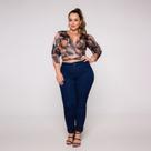 Blusa Cropped Transpassada de Manga 3/4 e amarração
