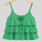 Blusa Cropped Tres babados com alças regualveis Basico Duna Blusa Cropped Tres babados com alças regualveis Basico Duna