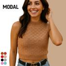 Blusa Cropped Tricot Relevo Modal Gola Redonda