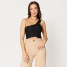 Blusa Cropped um Ombro só com Bojo Preto
