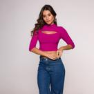 Blusa Cropped Vazado Meia Manga