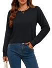 Blusa curta de manga comprida YUCOLEN para mulheres preta XL