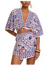 Blusa curta feminina Outfit RoseSeek de 2 peças e saia envolvente Blusa curta feminina Outfit RoseSeek de 2 peças e saia envolvente