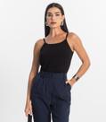 Blusa de Alça Feminina Viscotorcion Básica Rovitex Preto