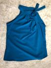 Blusa de alfaiataria de amarrar a gola azul