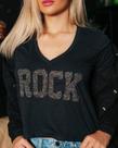Blusa de algodão manga longa com decote V Blusa de algodão manga longa com decote V
