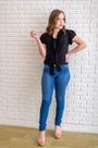 Blusa de amarração preta Blusa de amarração preta