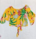Blusa de amarrar amarela estampada