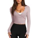 Blusa de balé feminina Wrap Top Talakeno, cortada de manga comprida, roxa