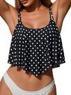 Blusa de biquíni com babados ZAFUL com alças ajustáveis Flounce 2026 1-Black