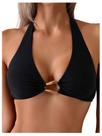 Blusa de biquíni SOLY HUX Ring Linked Halter Swimming Top Feminina Preta Blusa de biquíni SOLY HUX Ring Linked Halter Swimming Top Feminina Preta
