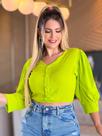 Blusa de botão e manga canelada