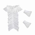 Blusa de camisa falsa com gola removível para mulheres em chiffon branco Blusa de camisa falsa com gola removível para mulheres em chiffon branco