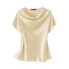 Blusa De Cetim Feminina De Verão Com Manga Curta Casual Elegante Solta Túnica Camisa Para Trabalho