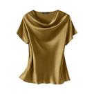 Blusa De Cetim Feminina De Verão ZANZEA 2024, Moda Com Manga Curta, Decote Redondo, Túnica Casual Blusa De Cetim Feminina De Verão ZANZEA 2024, Moda Com Manga Curta, Decote Redondo, Túnica Casual