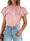 Blusa de Cetim Feminina PRETTYGARDEN Manga Curta com Babados M