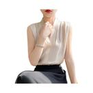 Blusa de Cetim Sem Mangas - Preta e Branca - Camisa para Escritório