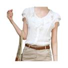 Blusa De Chiffon Branca E Preta Com Mangas Curtas E Renda Para Mulheres, Camisa De Escritório Blusa De Chiffon Branca E Preta Com Mangas Curtas E Renda Para Mulheres, Camisa De Escritório