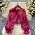 Blusa De Chiffon Com Babados Para O Verão, Manga Lanterninha, Casual E Elegante, Tops Y2K Para