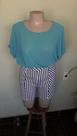 Blusa de Crepe - Azul Turquesa- Tamanho GG