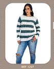 Blusa de Fio Mousse Flamê Verde/Off - Tamanho Único