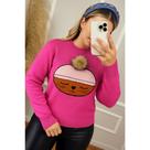 Blusa de Frio Feminina Casual de Tricot lã com Detalhe Pompom Básica Tendência Moda Inverno Cor:RosaTamanho:Único (Vest