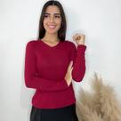 Blusa de frio Feminina Gola V Manga Longa basica Segunda Pele inverno