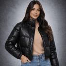 Blusa De Frio Feminina Jaqueta Couro Casaco Cropped Puffer