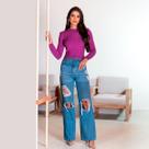 Blusa De Frio Feminino Mulher Manga Longa Básico Lindo Assimétrico Sueter Colorido Trança Estilosa Inverno Modal Kimono