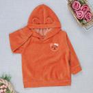 Blusa de Frio Plush Bebê com Capuz e Bordadinho Bear
