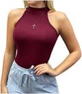 Blusa de gola alta malha canelada vinho Blusa de gola alta malha canelada vinho