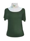 Blusa de Manga Curta Verde Militar em Viscolycra
