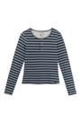 blusa de manga listrada com botão