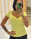 Blusa de Manga Modeladora com Bojo Amarela Tamanho M